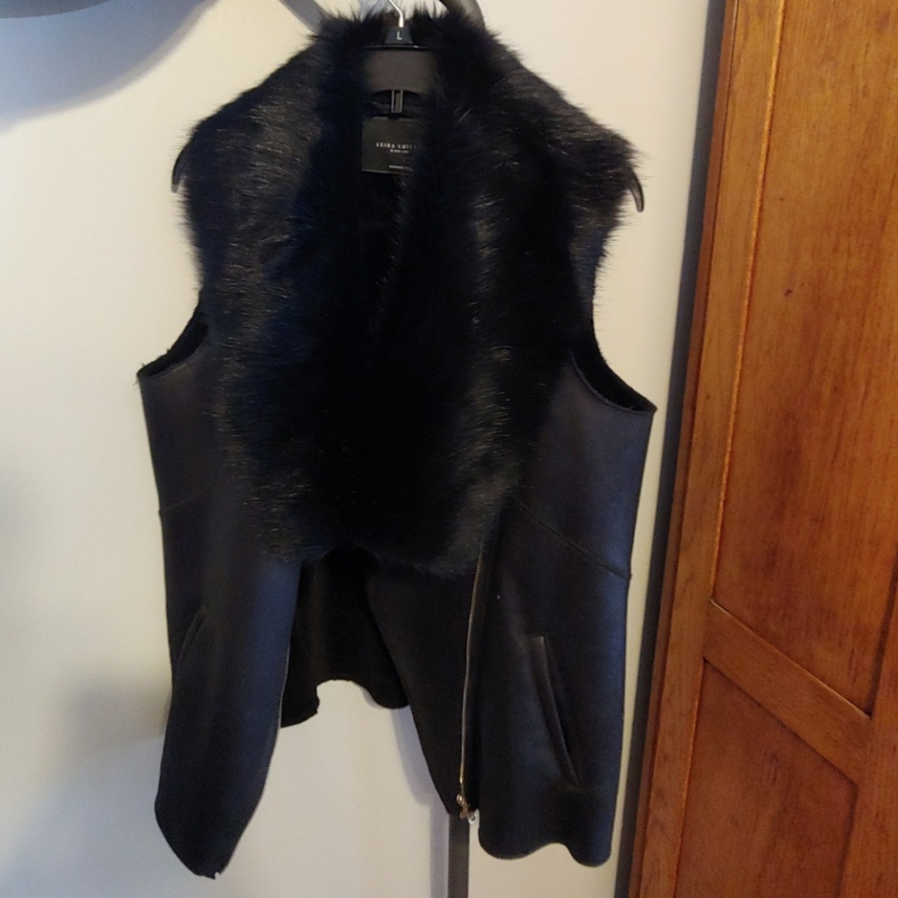 AKIRA Black Fur Vest